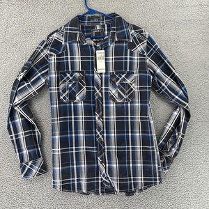 NEW BKE Buckle Long Sleeve Button Down Casual Shirt Keystone Slim Fit Mens Large